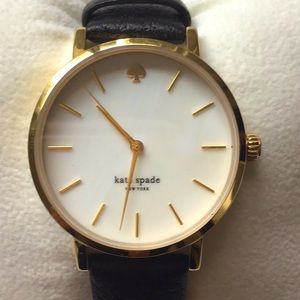 Metro Black Leather Strap Watch